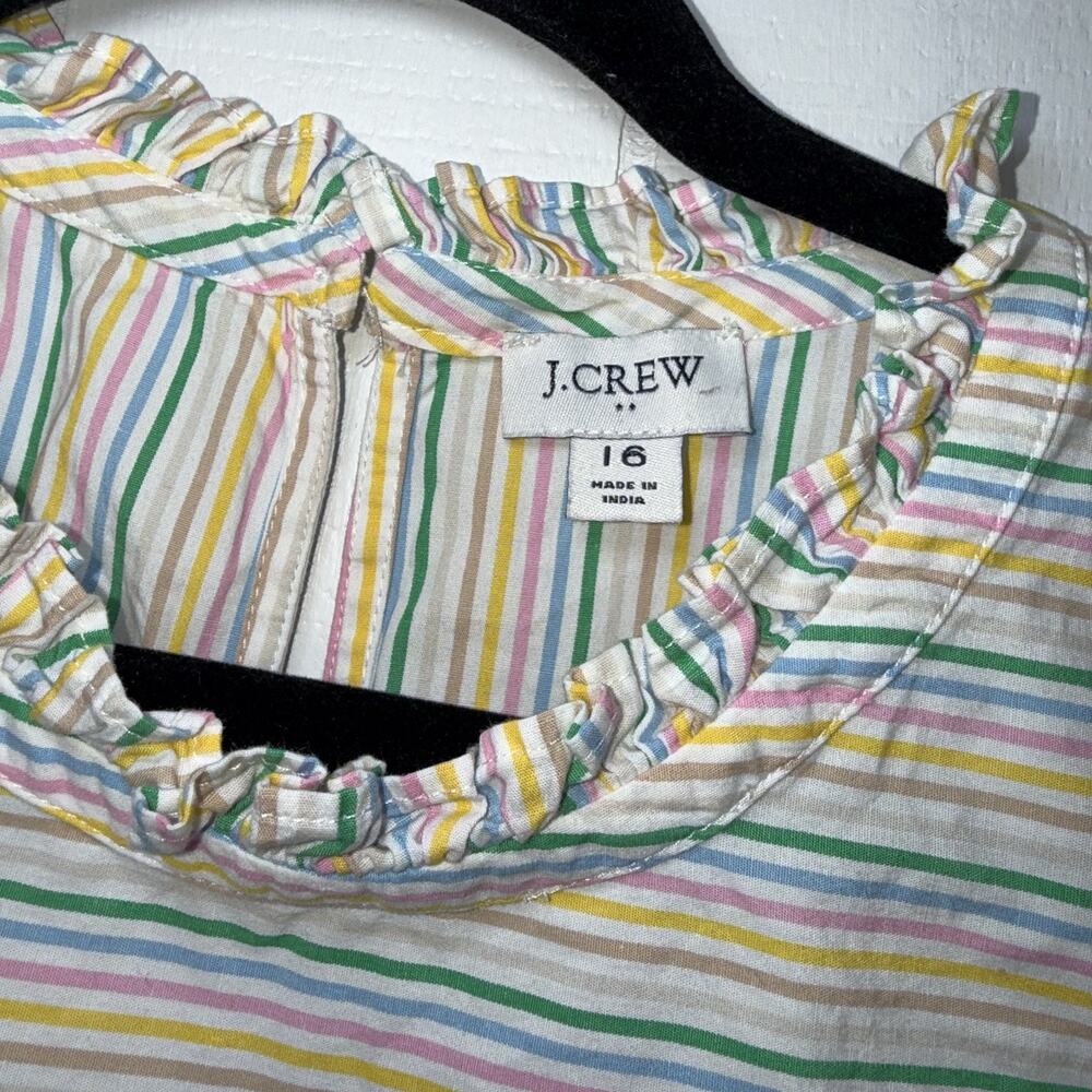 J.Crew Women’s Ruffleneck Shirred Top Tank Striped Size 16 - Picture 4 of 4